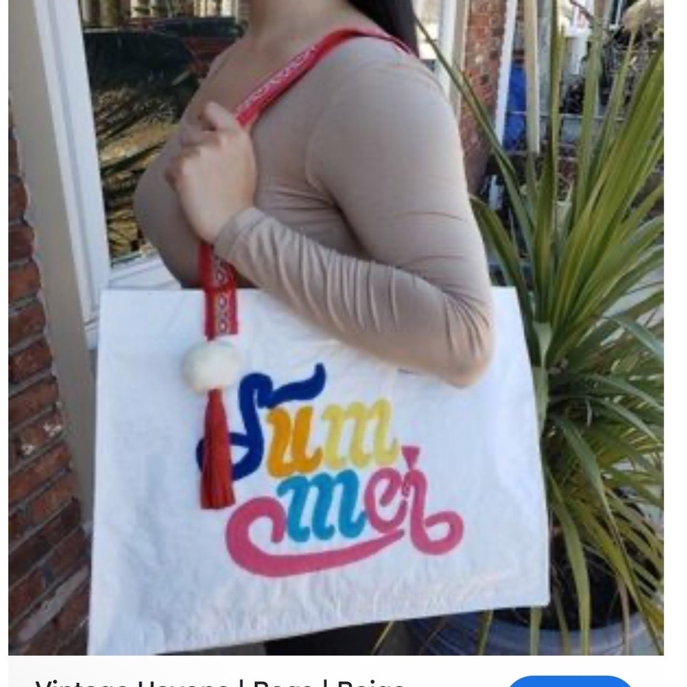 Vintage Havana Summer Tote Bag Reusable‎ Plastic Beach Bag Colorful NWT